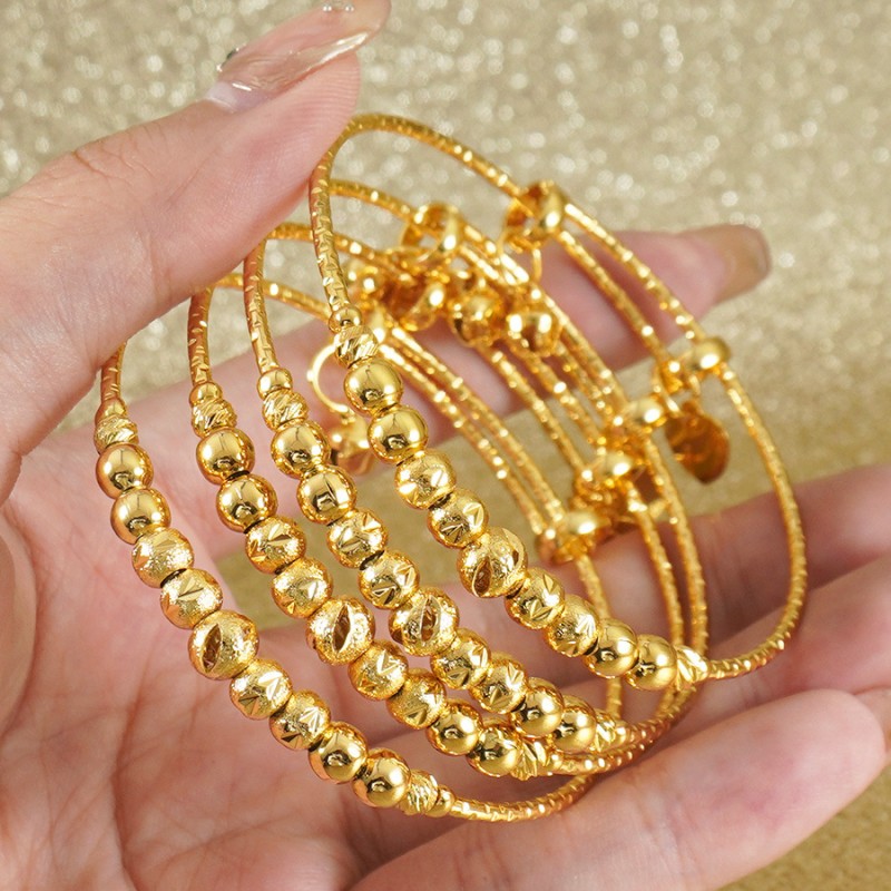 Beaded Bracelet Manufacturer - Gold Plating Copper Simple Bangle
