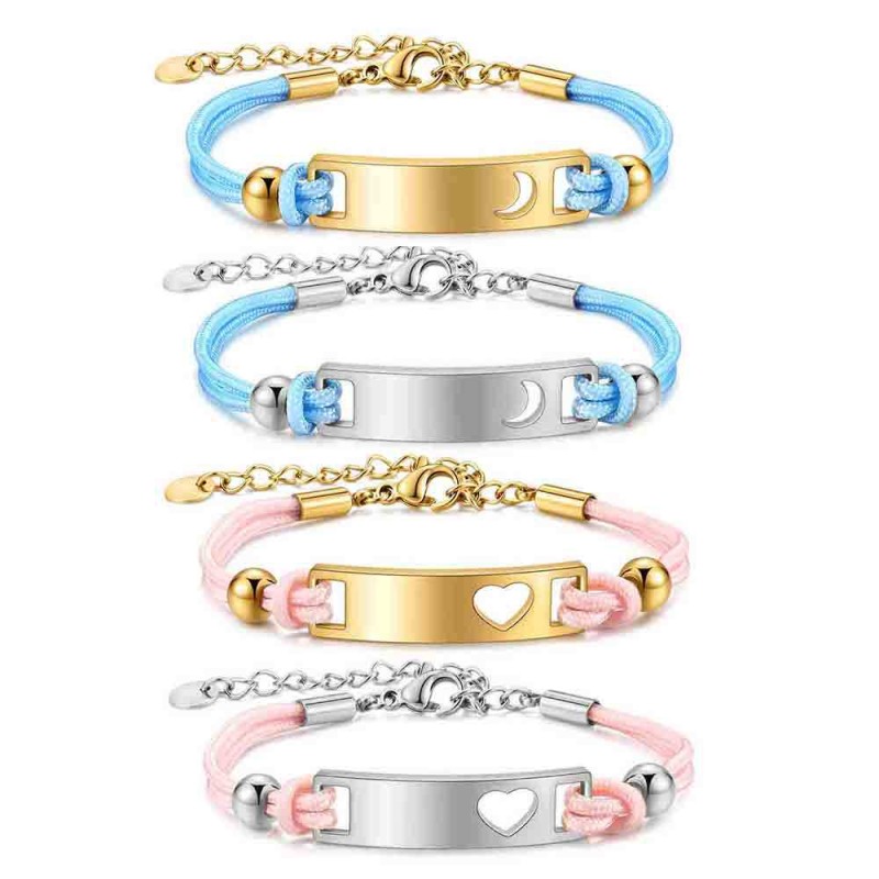 Name Bracelet Supplier - Custom Color Weave Rope Stainless Steel Bracelet