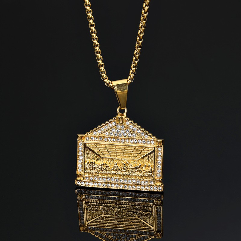 Jesus Pendant Factory - Gold Plated Last Supper Stainless Steel Pendant