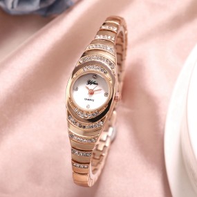 Watch Set Manufacturer - Iced Out Rose Gold Quartz Wristwatch Set