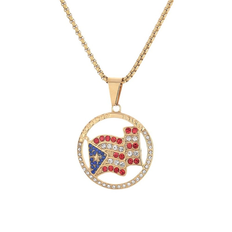 Puerto Rico Pendant Supplier - Stainless Steel Flag Hip Hop Pendant