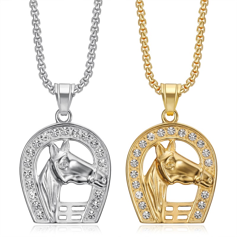 Horse Pendant Factory - Stainless Steel Gold Plated Diamond Pendant