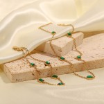 绿色项链供应商 - 锆石不锈钢锁链项链