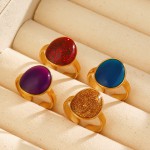 Geometric Ring Supplier - Color Oval Drop Oil Open Ring