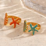 Starfish Ring Supplier - Gold Plated Colorful Open Ring
