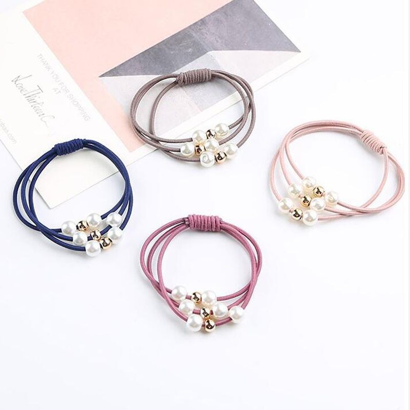 Pearl Hair Tie Manufacturer - 3 Layers Elastic Rubber Bracelet Hair Tie