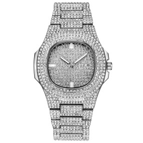 Men Watches Manufacturer - Hiphop Silver Bling Diamond Gold Watch
