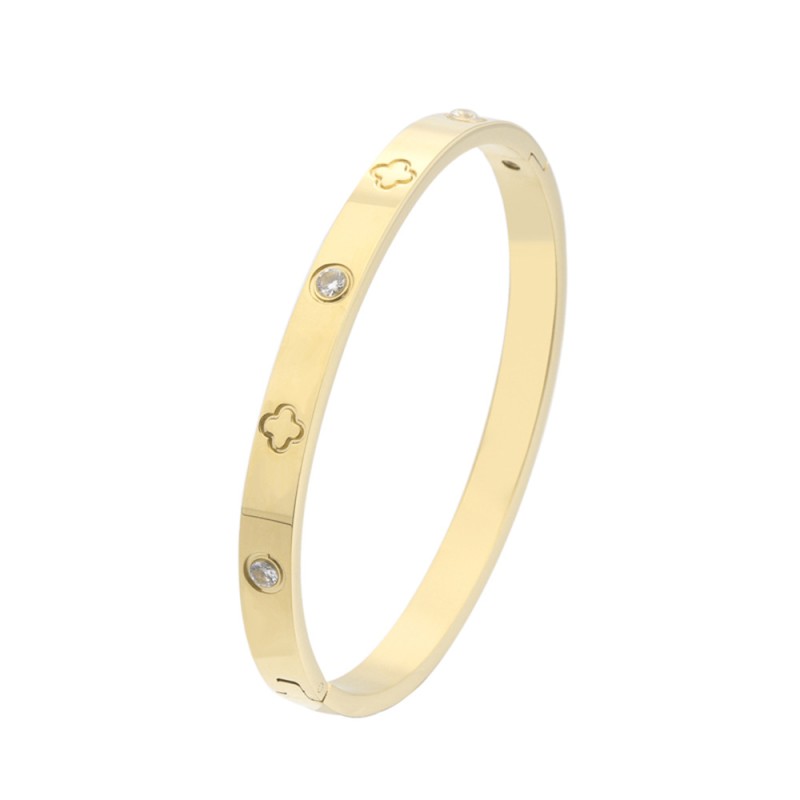 Couple Bangle Manufacturer - Titanium Steel Four Leaf Grass Bracelet