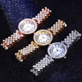Women Quartz Watch Factory - Roman Dial Crystal Alloy Luxury Watch