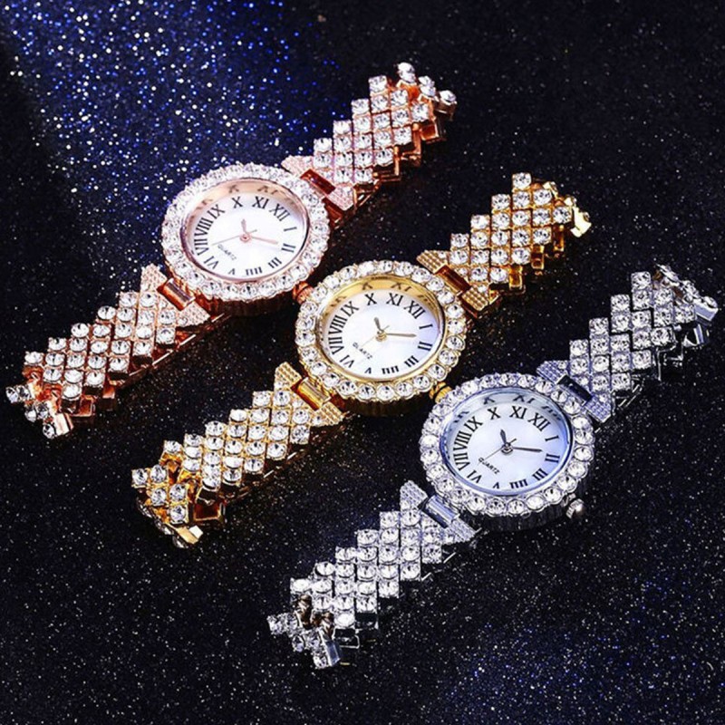 Women Quartz Watch Factory - Roman Dial Crystal Alloy Luxury Watch