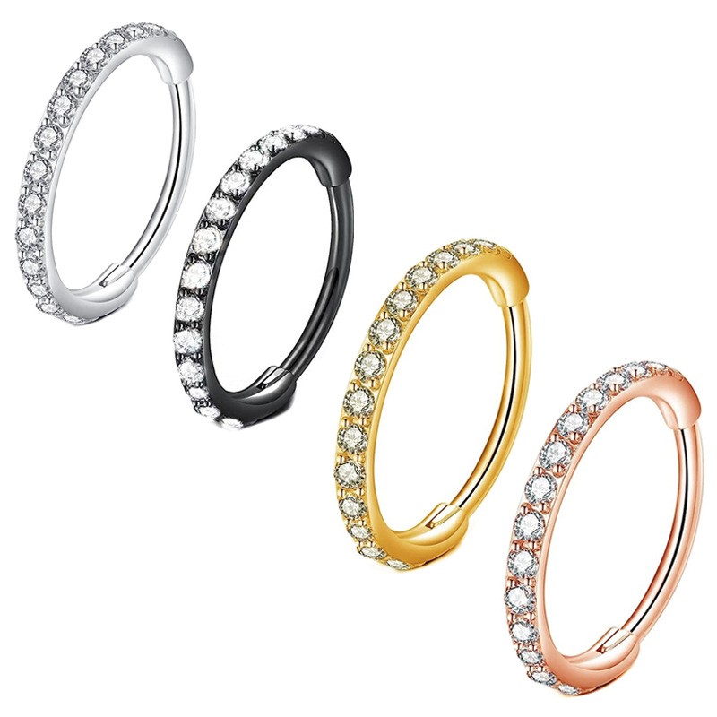 Nose Ring Manufacturer - Stainless Steel Gold Diamond Hoop Earrings