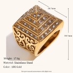 Pyramid Ring Manufacturer - Vintage Diamond Stainless Steel Hip Hop Ring