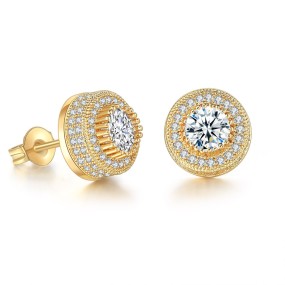 Stud Earrings Supplier - Copper Zircon Diamond Hip Hop Earrings
