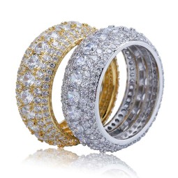 Iced Out Ring Manufacturer - Full Diamond 5A Zircon Copper Ring