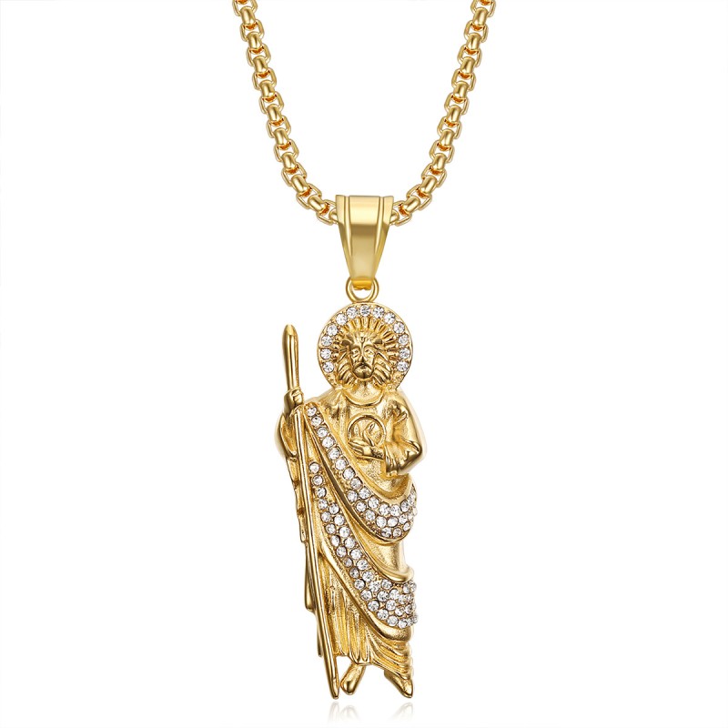 Saint Jude Pendant Supplier - Stainless Steel Diamond God Pendant