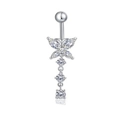 Butterfly Navel Ring Factory - Copper Inlaid Zircon Dangle Ring
