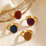 Geometric Ring Supplier - Color Oval Drop Oil Open Ring