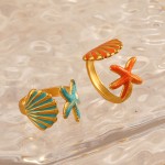 Starfish Ring Supplier - Gold Plated Colorful Open Ring