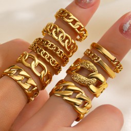 Chain Ring Manufacturer - Stainless Steel Gold Open Adjustable Ring