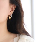 心形耳环供应商 - 金银垂坠抱抱耳环女款