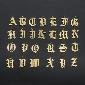 Letter Necklace Manufacturer - Stainless Steel Gothic Alphabet Pendants