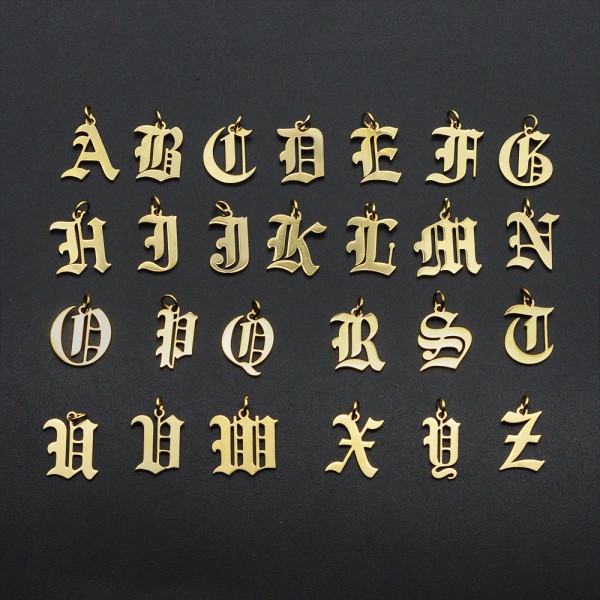 字母项链生产厂家 - 不锈钢哥特字母吊坠