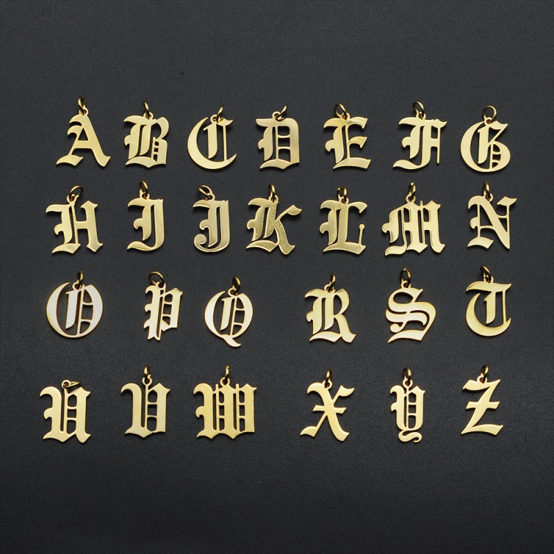 Letter Necklace Manufacturer - Stainless Steel Gothic Alphabet Pendants