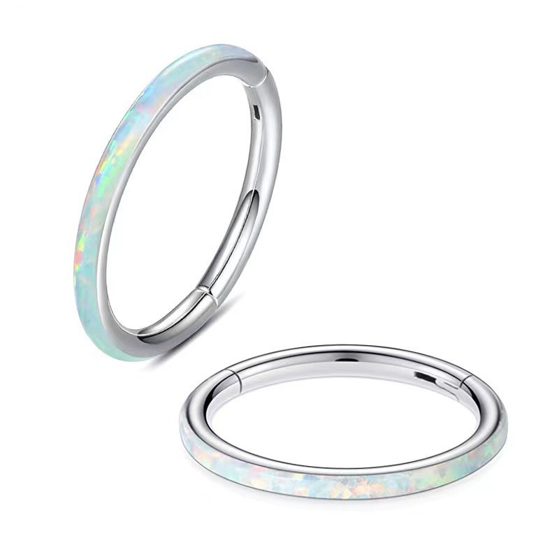 Belly Button Rings Supplier - Stainless Steel Opal Nose Hoop Earrings