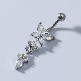 Butterfly Navel Piercing Manufacturer - White Flower Belly Ring