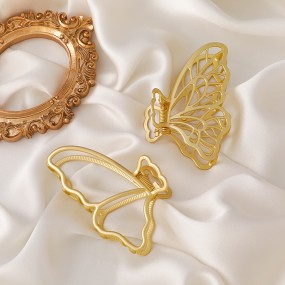 butterfly Hair Clip Supplier - Metal Matte Gold Hair Claw Clip