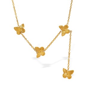 Butterfly Necklace Manufacturer - Stainless Steel Gold Tassel Choker for Women