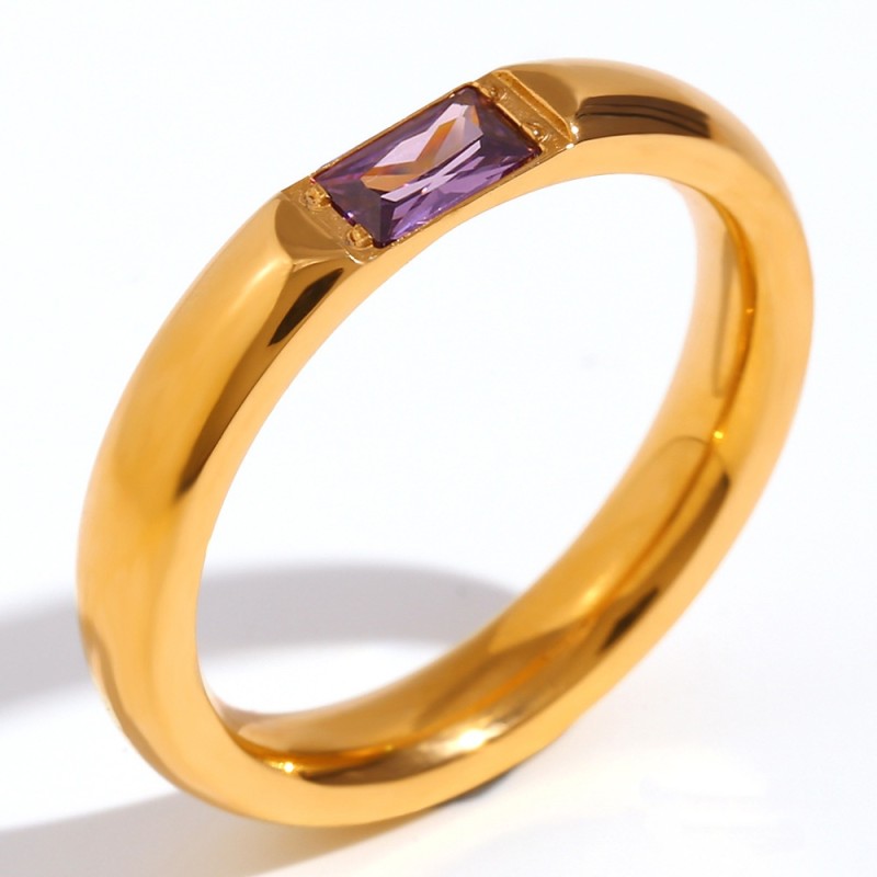 Birthstone Ring Supplier - 12 Zodiac Gold Stack Stainless Steel Ring