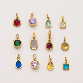 Birthstone Pendant Supplier - Stainless Steel Gold Diy Necklace Pendant