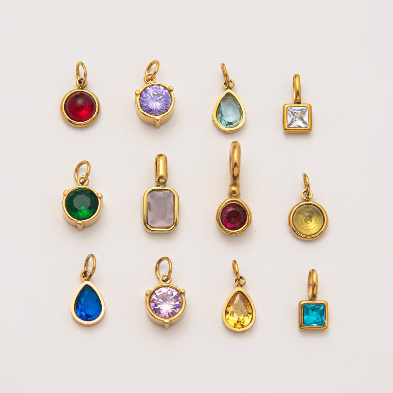 Birthstone Pendant Supplier - Stainless Steel Gold Diy Necklace Pendant