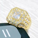 男士戒指厂家 - 合金方形钻石闪耀嘻哈戒指