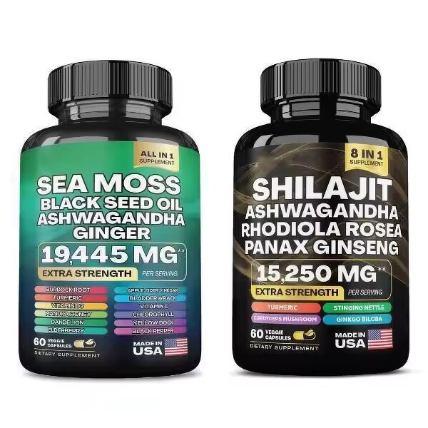 All in One Shilajit Capsules Manufacturer - Sea Moss Ashwagandha Ginseng Black Seed Oil Complex