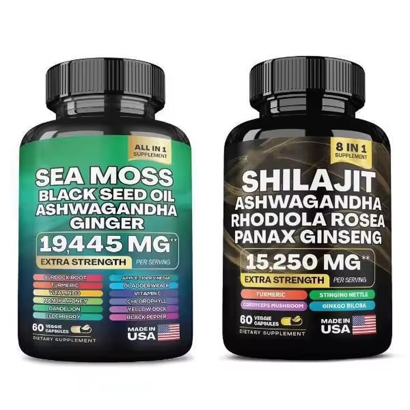 All in One Shilajit Capsules Manufacturer - Sea Moss Ashwagandha Ginseng Black Seed Oil Complex