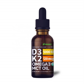 Organic Vitamin D3 K2 Liquid Drops - Max Strength Sublingual Supplement for Bone Health