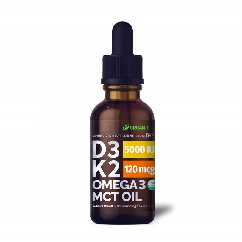 Organic Vitamin D3 K2 Liquid Drops - Max Strength Sublingual Supplement for Bone Health