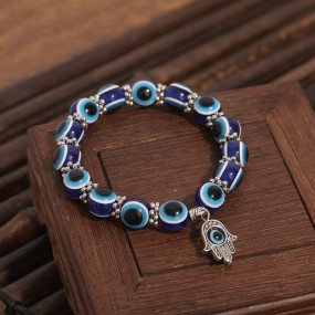 Evil Eye Bracelet Factory - Fashion Jewelry Blue Eye Stone Handmade Elastic Rope Bracelet