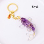 水晶钥匙扣工厂-天然疗愈紫水晶碎粒树脂锦鲤钥匙扣