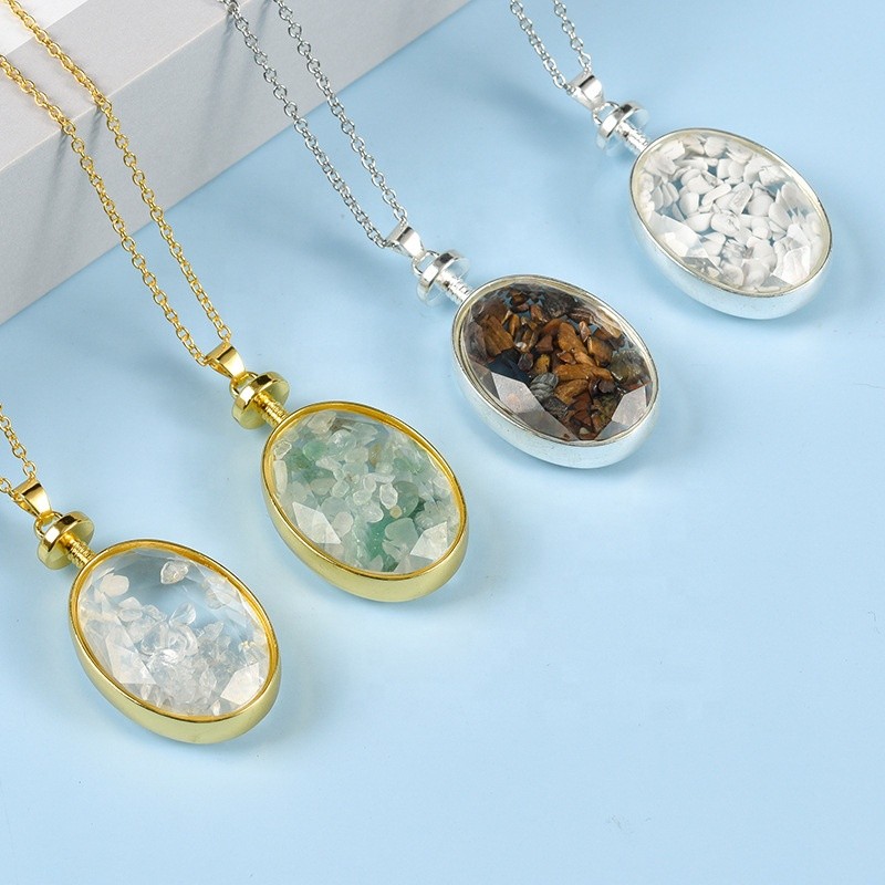 Gemstone Pendant Factory - Fashion Oval Amethyst Gravel Silver Pendant Healing Stone