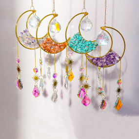 Wind Chimes Manufacturer - Wholesale Moon Shape Crystal Wind Chimes Amethyst Suncatcher