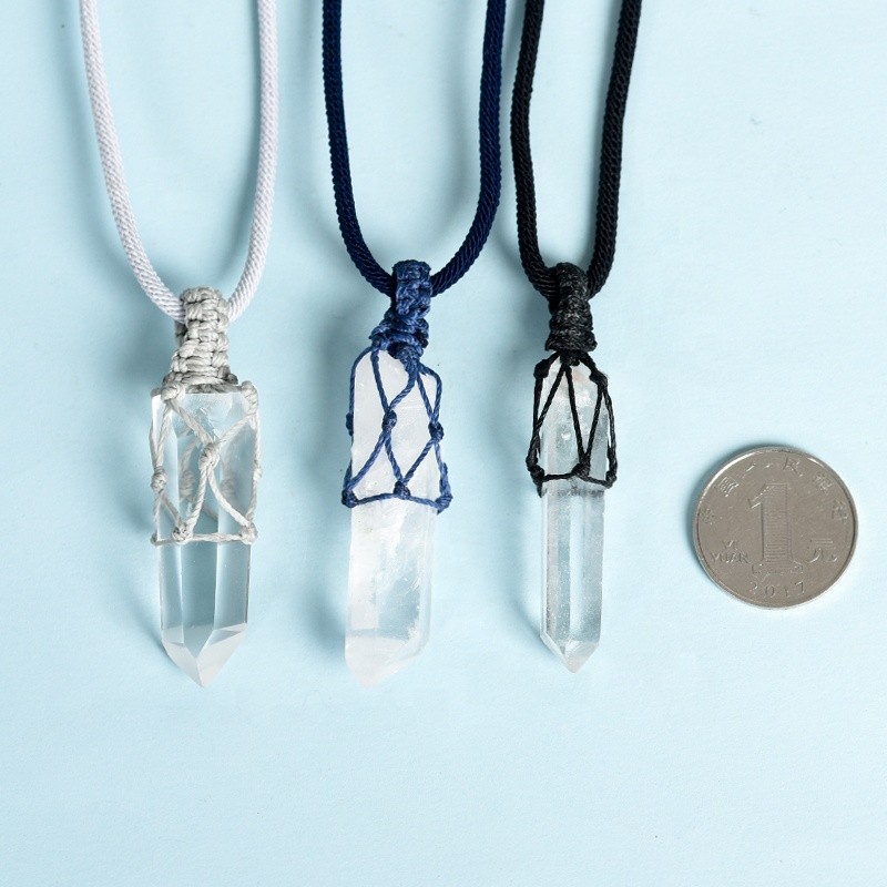 Wire Pendant Supplier - Bulk Wire Wrapped Natural Clear Quartz Raw Crystal Point Pendant