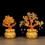 宝石树供应商-批发金锭黄水晶幸运树水晶工艺品
