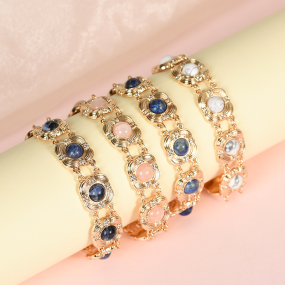 水晶手镯工厂-女士天然粉晶黑曜石水晶手镯手工制作