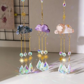 Crystal Wind Chimes Factory - Natural Healing Sun Catcher Quartz Wind Chimes Cloud