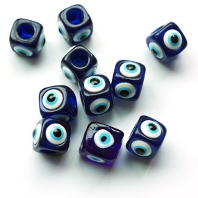 Devil's Eyes Beads Supplier - Resin Large Hole Square Beads Turkish Blue Eyes DIY