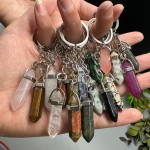 Crystal Keychain Supplier - New Arrival Natural Rose Quartz Point Malachite Bullet Keychain