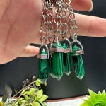 Crystal Keychain Supplier - New Arrival Natural Rose Quartz Point Malachite Bullet Keychain